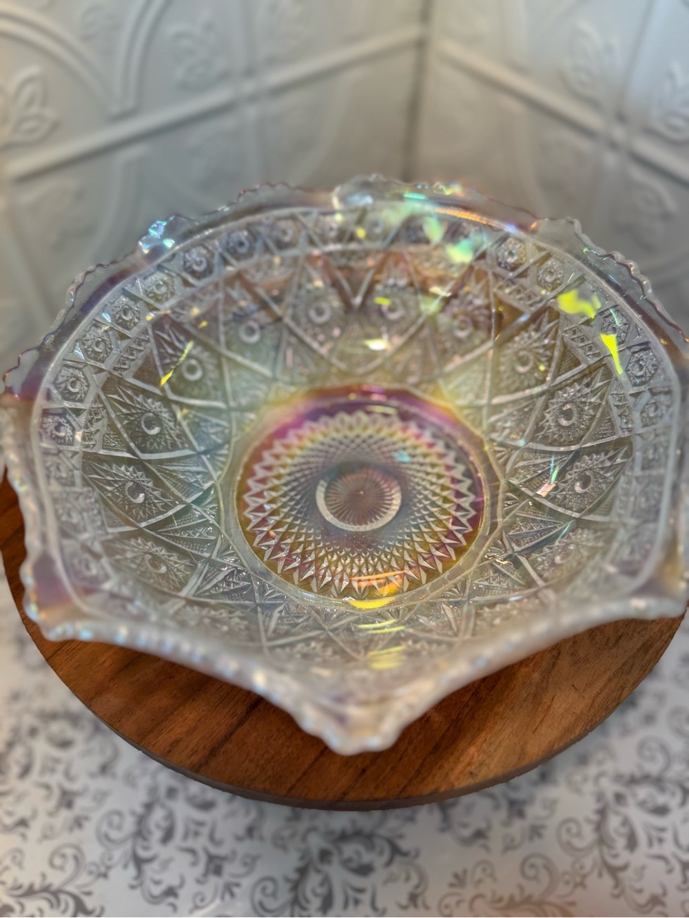 Vintage Iridescent Carnival Glass- Decorative Bowl